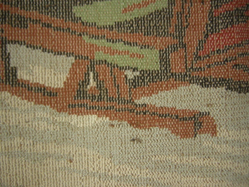 VINTAGE PRIMATIVE RUG 40"x54" DRAFT HORSE BOBSLED SLEIGH Made in Belgium gallery