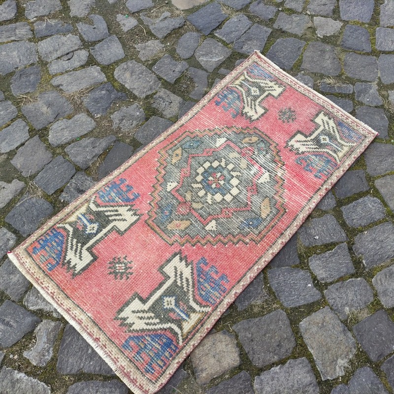 Rare 2x3 Turkish Vintage Small Rug 48 x 92 cm Handmade Bath Mat 1.57 x 3.02 ft gallery