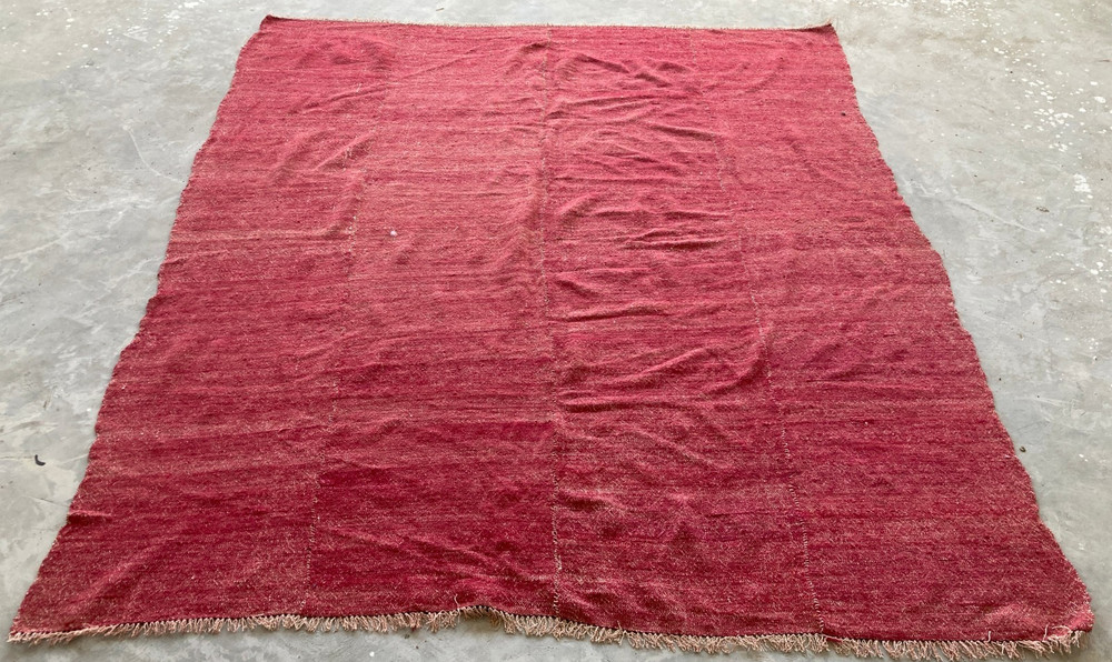 Vintage Traditional Handmade Turkish Flat-weave Wool Kilim Floor Rug 206x185 cm