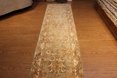 11 FT. *Hall-runner* Fine Quality handmade hand knotted floral design blue green