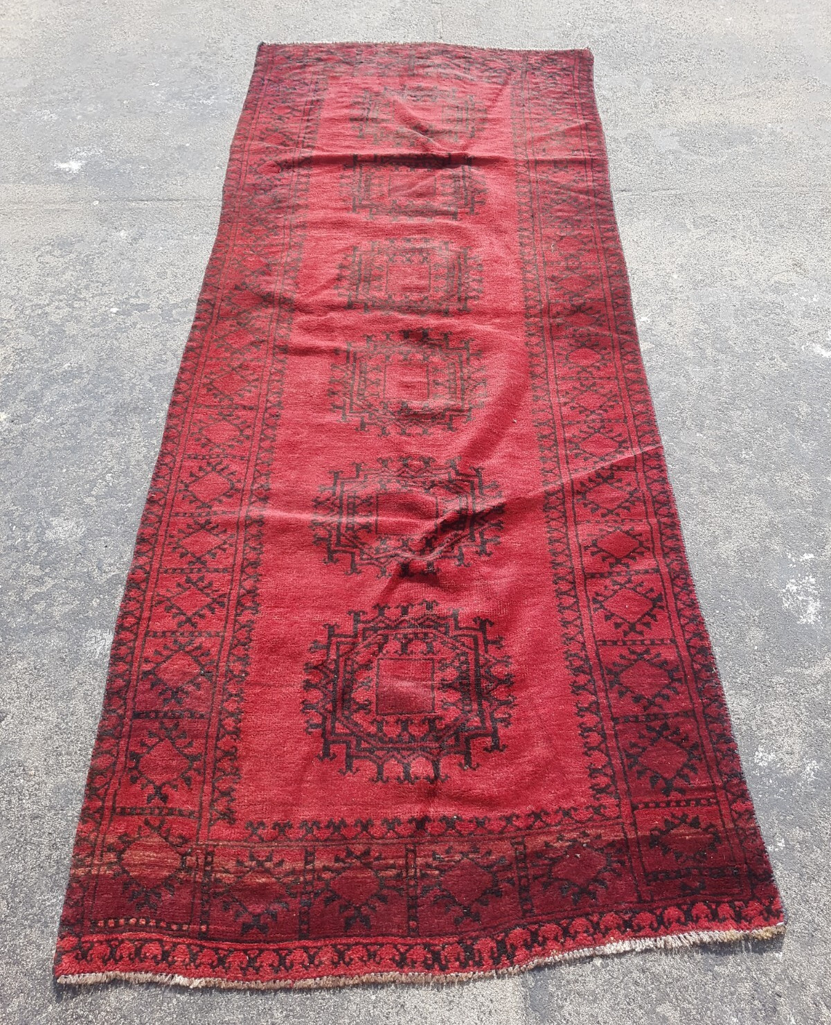 Vintage Hand Made Traditional Rug Oriental Wool Multicolor Carpet 260x105 cm gallery