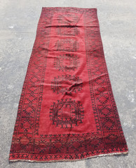 Vintage Hand Made Traditional Rug Oriental Wool Multicolor Carpet 260×105 cm