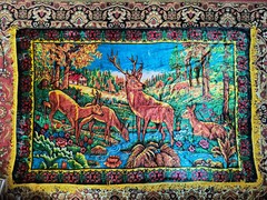 NOS USSR plush wall Carpet Rug primitive rustic gobelin tapestry Deer in forest