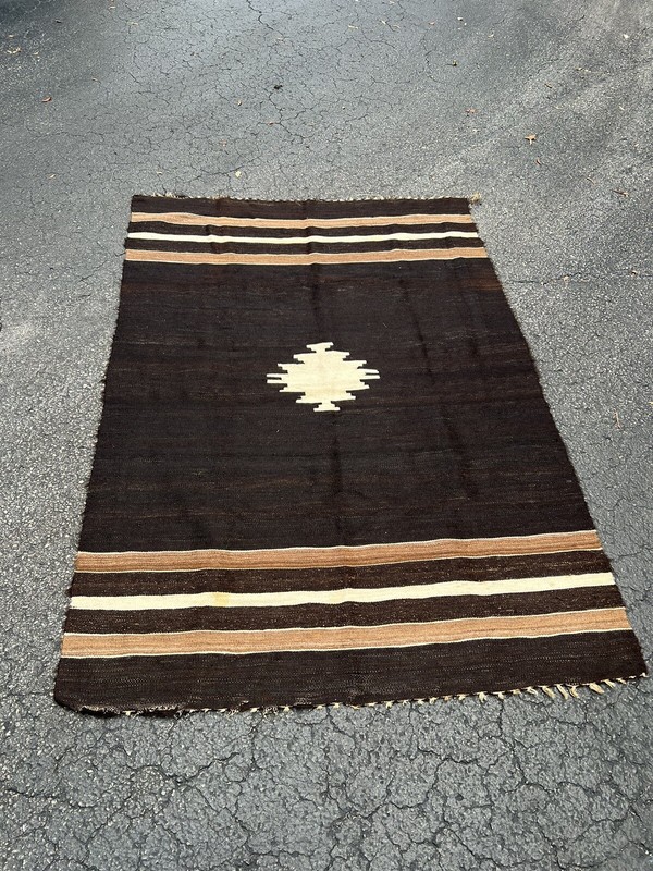 1890-1900 ANTIQUE TURKISH ANATOLIAN DEVAN GOAT HAIR COVER RUG BROWN MOHAIR gallery