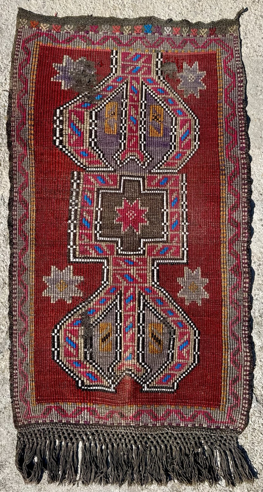 Rustic Tribal Handmade Wool Kilim Rug from Turkey - 123 cm x 68 cm gallery
