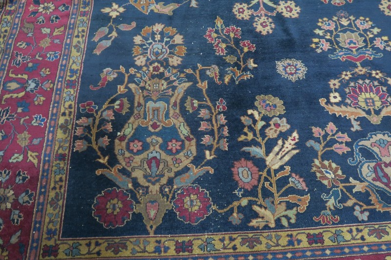 Antique Turkish Oushak / Indo Agra Hand Knotted Wool Rug 11'x15' DISTRESSED Blue gallery