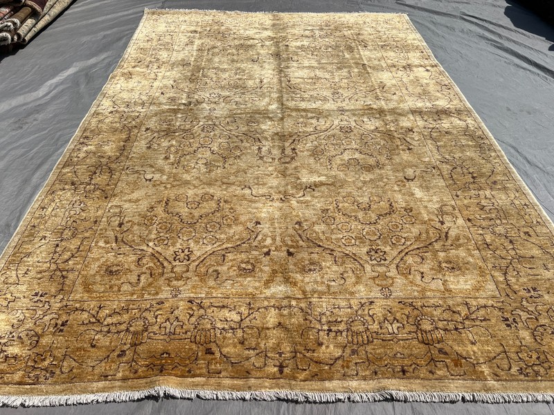 Beige Hand Knotted Terracotta Rug 6x9 Antique Afghan Turkmen Neutral Area Carpet gallery