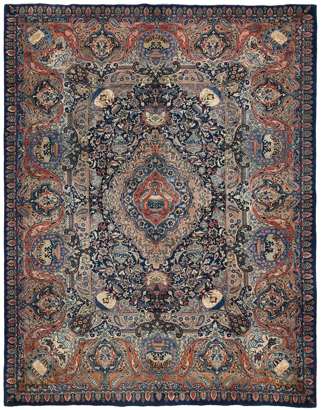 Vintage Hand-Knotted Oriental Rug Pictorial Design Home Decor Carpet 9'8X12'4 ft gallery