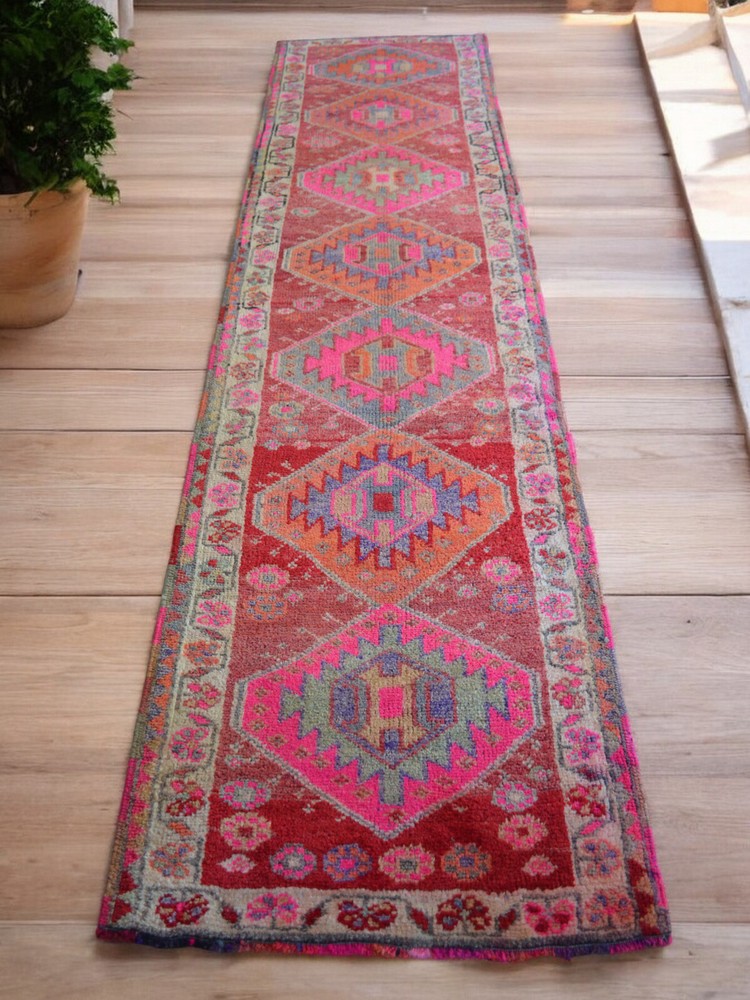 Turkish Runner Rug, HandMade Rug, Tribal Wool Rug, Ethnic Runner Rug 3 x 11 ft