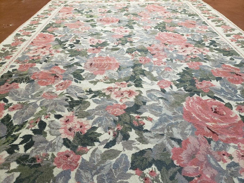 5x8 Needlepoint Rug 5' 4" x 8' 3" Wool Flat Weave Floral Carpet New Unused Nice gallery