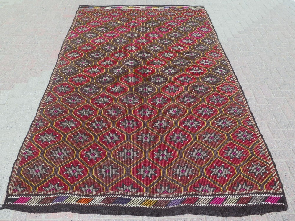 Vintage Turkish Rug, Area Rug, Large Kilim, Floor Rug, Wool Rug, Carpet 75"X123"