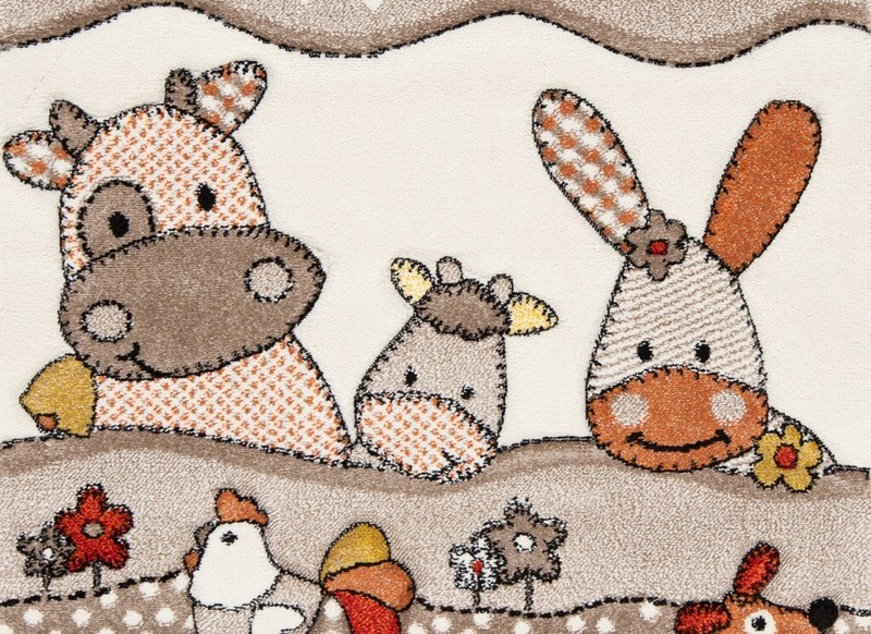 Kids 59 1/8x39 3/8 in Fattoria Maschinengewebter Carpet Rug Beige Cartoons gallery