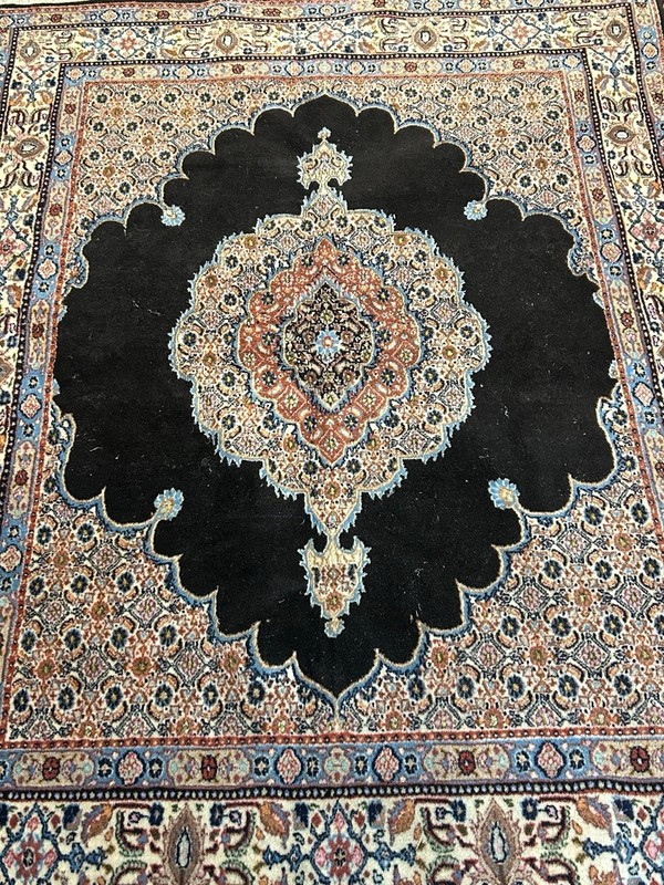 Navy Blue Floral Antique Rug 6.5 X 4.75 Ft Handmade gallery