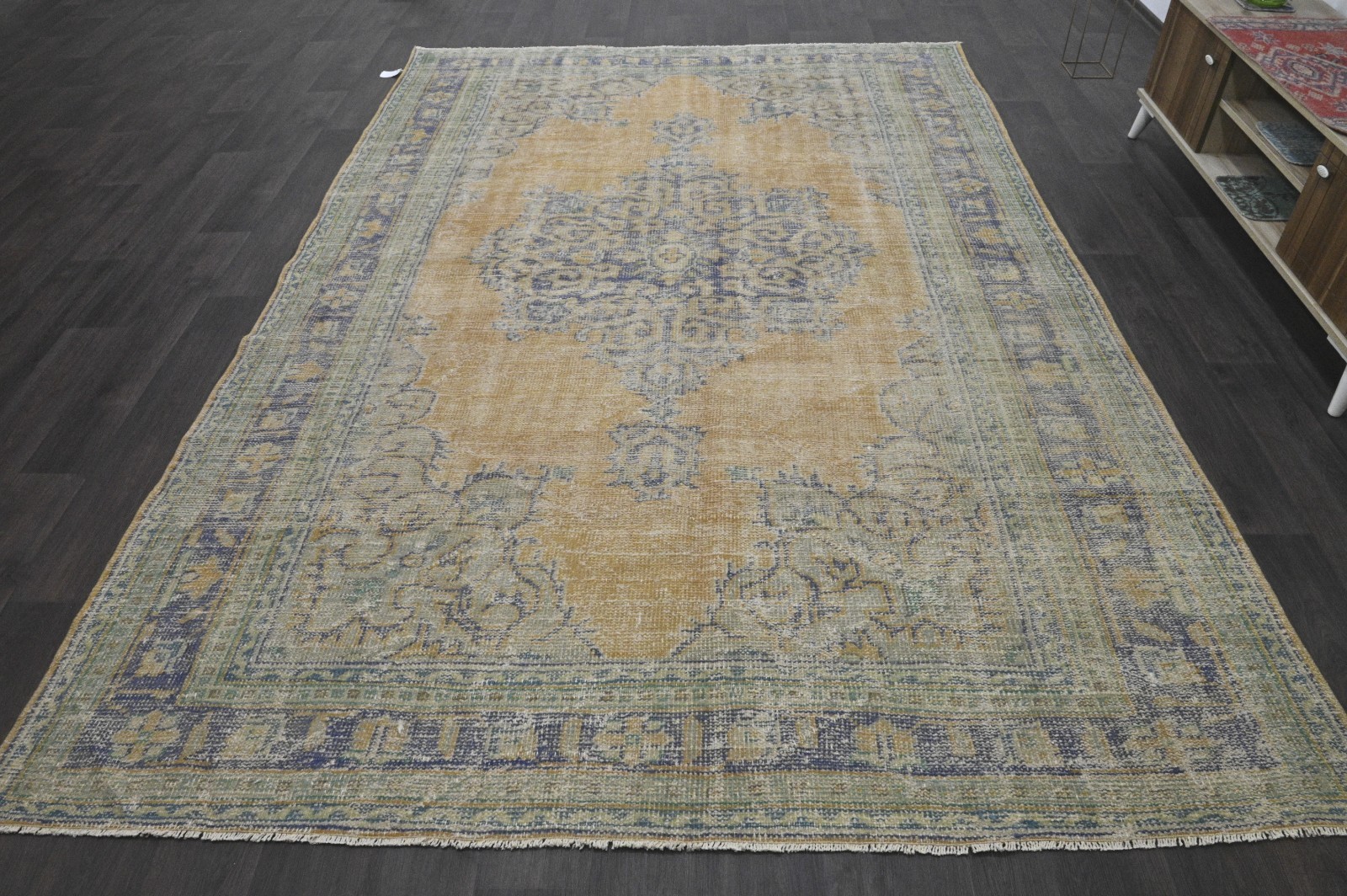 Oushak 7x10,Turkish Rug,vintage,anatolian,YELLOW,kilim,Bohemian,handmade,wool gallery