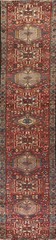 Vintage Runner Rug 2×12 ft.Geometric Heriz Oriental Handmade Low Pile Wool Rug