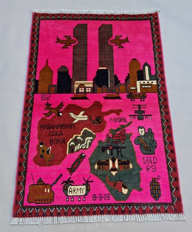 A Beautifully Handmade Afghan war Rug Rare Design Great Quality 123X 80 Cm gallery