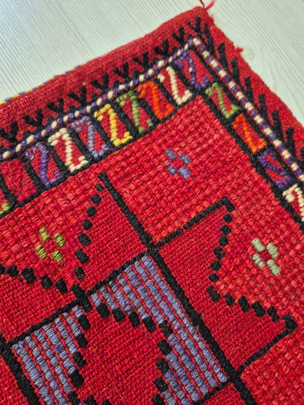 Vintage Manastir Kilim Bag 16''x15'' Balkan Handwoven Tribal Saddlebag Face gallery