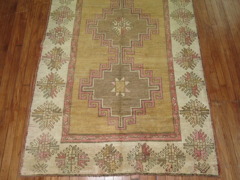 Vintage Turkish Ushak Oushak Kars Gallery Rug Size 4'6''X12'7'' gallery