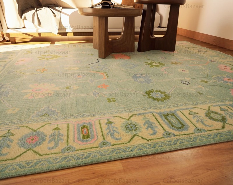 Vintage Turkish Oushak Rug, Beige 9X12 ft, Handmade Wool, Bohemian Anatolian gallery