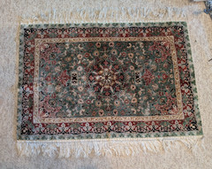 Old Fine Small Oriental Carpet Rug Mat Silk ? 25 x 37″