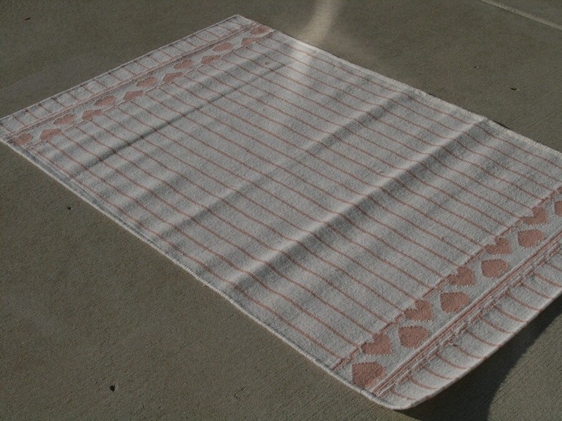 Fantastic Hand Woven Rug Carpet Area Heather's Peach Hearts Stripes 3x5 Wool LN gallery