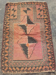Vintage Hand Made Traditional Rug Oriental Wool Multicolor Carpet 136×90 cm