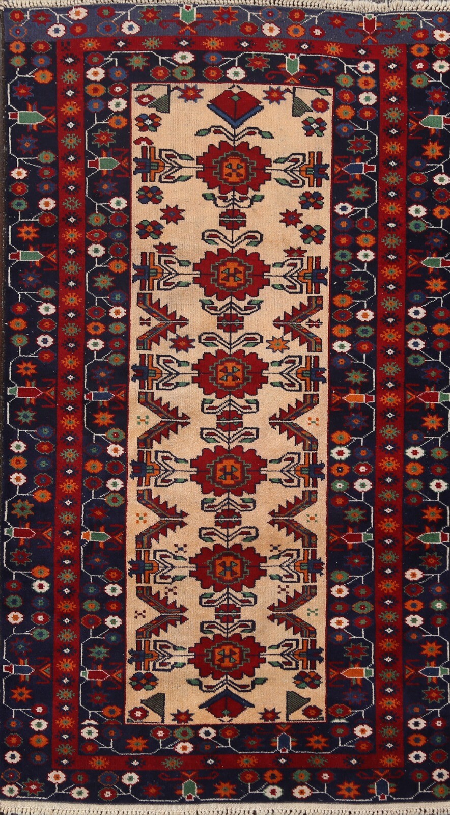 Vintage Geometric Traditional Oriental Area Rug Hand-knotted Wool 3x6 ft Carpet gallery