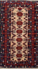 Vintage Geometric Traditional Oriental Area Rug Hand-knotted Wool 3×6 ft Carpet