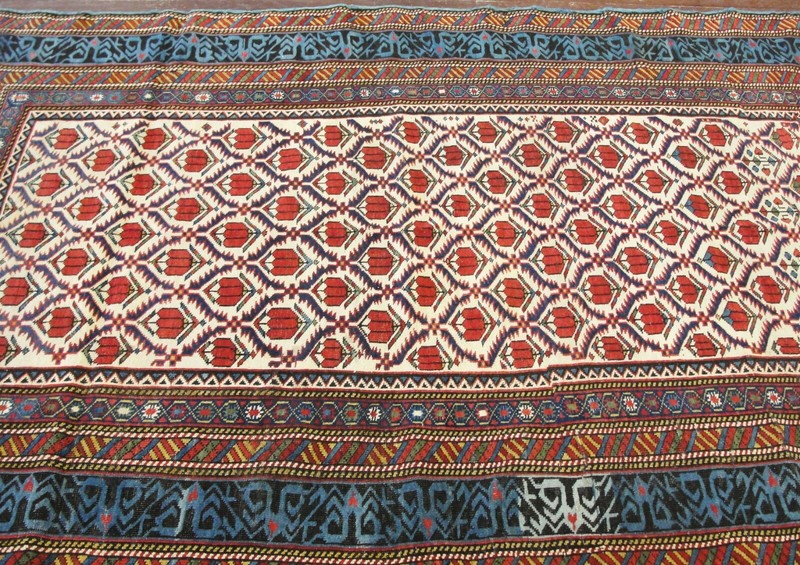 4'3" x 6'8" Antique Kuba, Kazak Rug, Caucuses, c-1880's, #17007 gallery