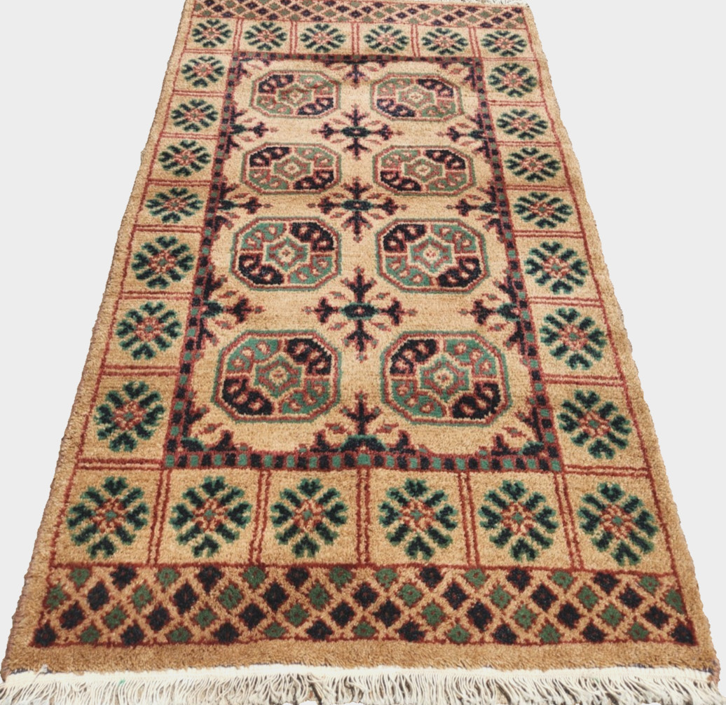 3'X5' ANTIQUITY HAND WOVEN CAUCASIAN TURKMAN TRIBAL MUTED BLUE WOOL RUG gallery