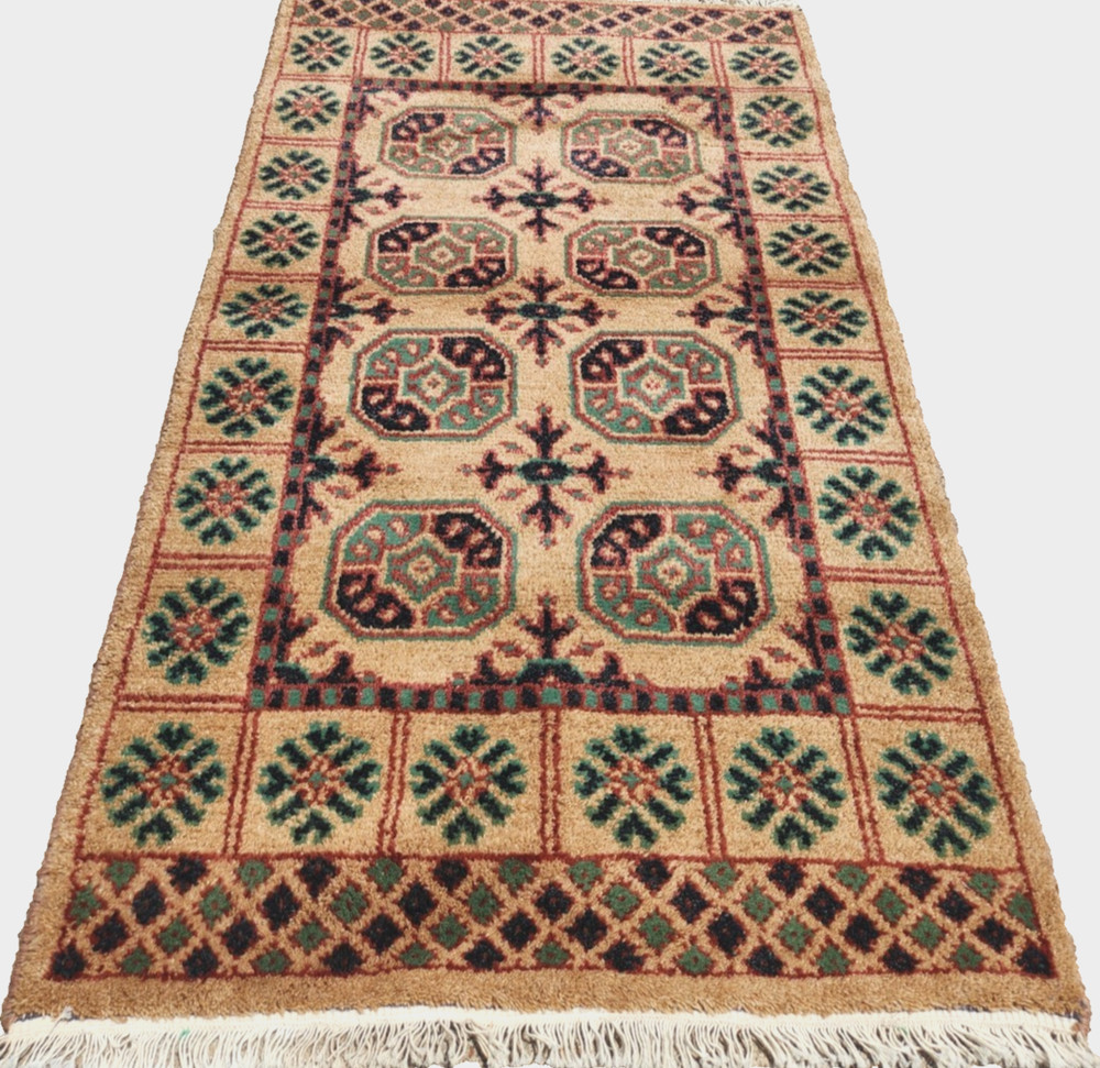 3'X5' ANTIQUITY HAND WOVEN CAUCASIAN TURKMAN TRIBAL MUTED BLUE WOOL RUG