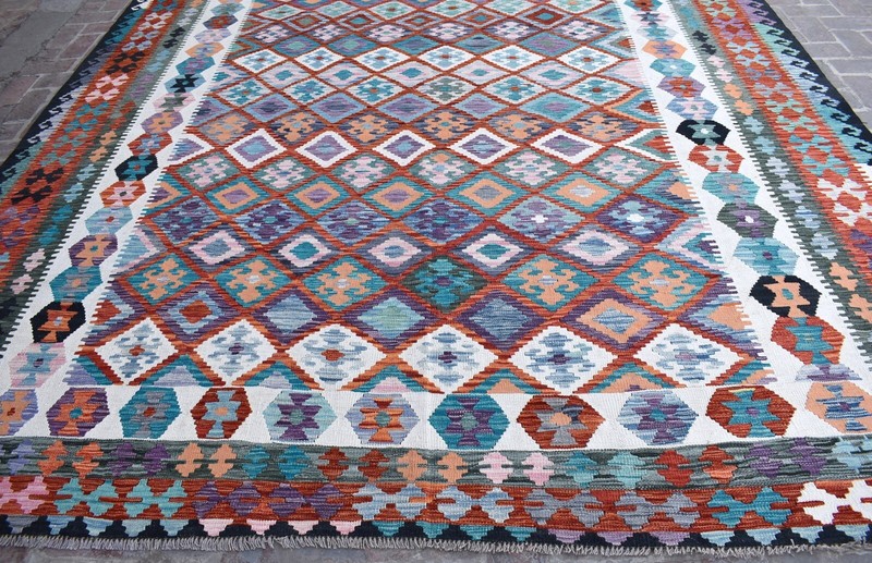 Oversized Afghan Geometric Area Rug 10x17 Handwoven Extra Large Tribal Kilim Rug gallery