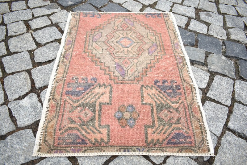 Turkish Rug 20'' x 26'' Vintage Kilim Small Anatolian Oushak Wool Low Pile Rug gallery