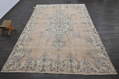 Oushak Turkish Vintage Rug 6×10 Kilim Rug Anatolian Handmade Boho Decor BEIGE