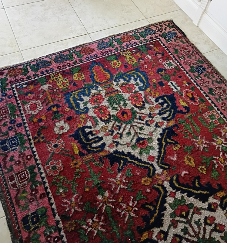1930's MAKTABI RARE PERSIAN HAND-KNOTTED ANTIQUE MULTICOLOR MEDALLION RUG CARPET gallery
