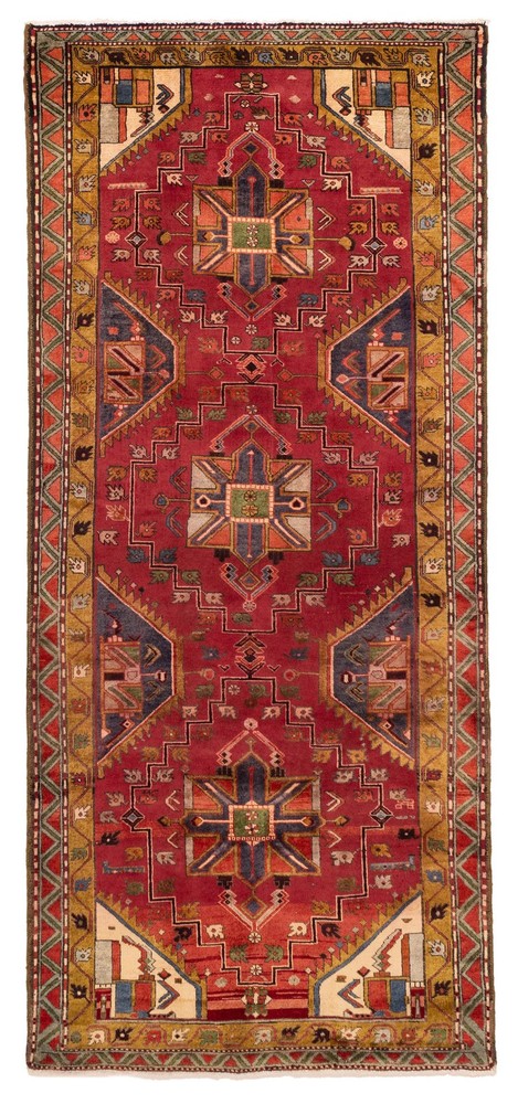 4'3" x 9'8" Vintage Hand-knotted Runner Rug Traditional Oriental Wool Carpet