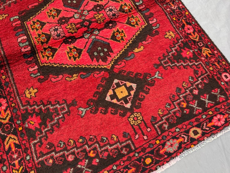 4x5 Vintage Red Afghan Hand Knotted Wool Rug Soft Pile Tribal Geometric Carpet gallery