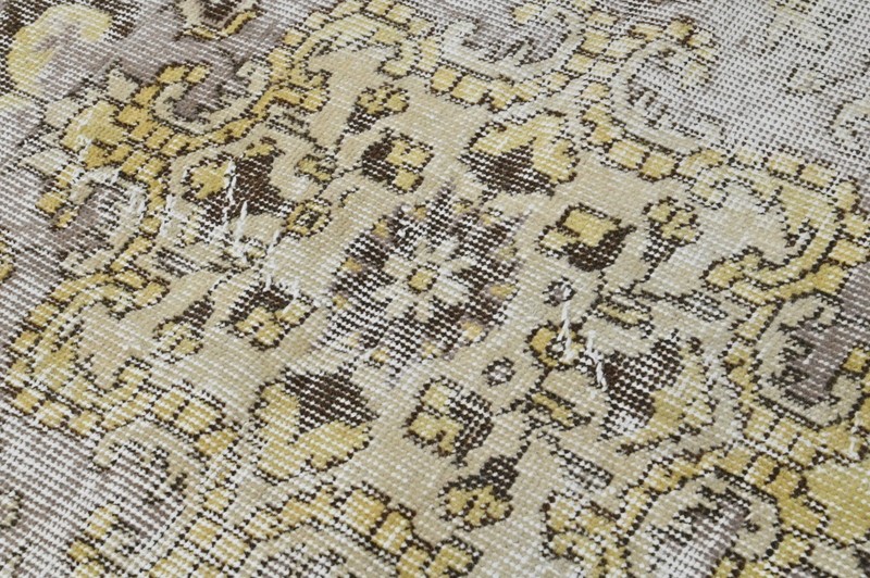 Vintage Turkish Runner Rug 2x7ft BEIGE Handmade Anatolian Oushak Hallway Wool gallery