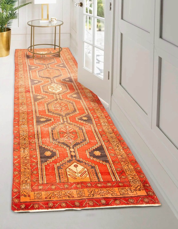 Vintage Hand-knotted Runner Rug 3'4" x 12'8" Traditional Oriental Wool Carpet gallery