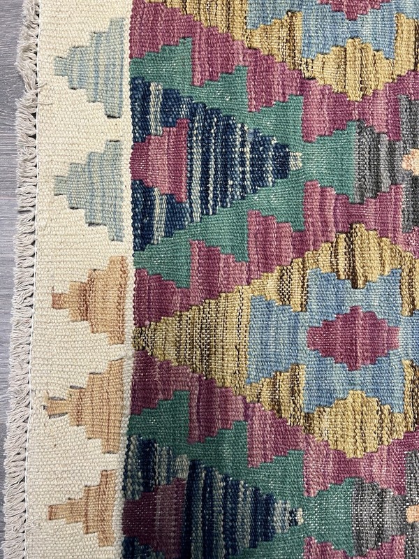 Handmade Kilim Runner wool natural colours Afghan Traditional 288cmx83cm gallery