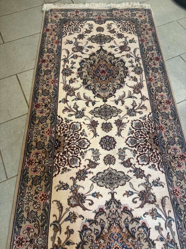 14X3. RUNNER. WITH SIGNATURE HANDMADE RUG . HAND MADE wool and silk gallery