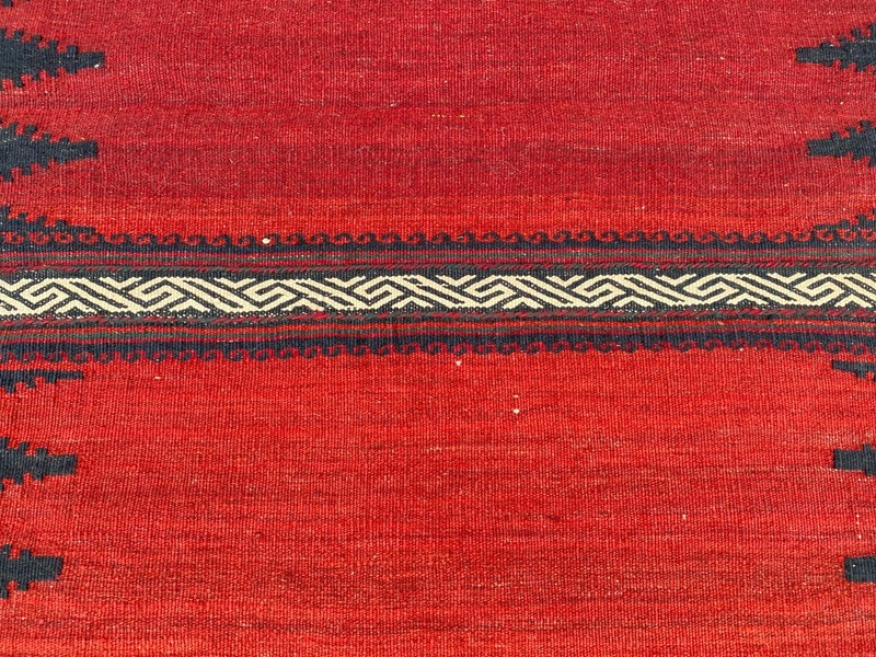 2x6 ft Geometric Afghan Sufreh Antique Runner Red Faded Hallway Wool Area Rug gallery