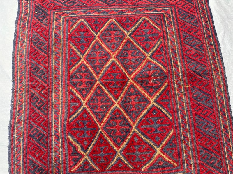 3'7 x 4'1 Vintage Afghan Hand Knotted Tribal Rug Geometric Wool Living Room Rug gallery