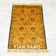 2.25×3.25ft Gold Handmade Silk Vintage Tapestry Floral Home Decor Carpet 154AB