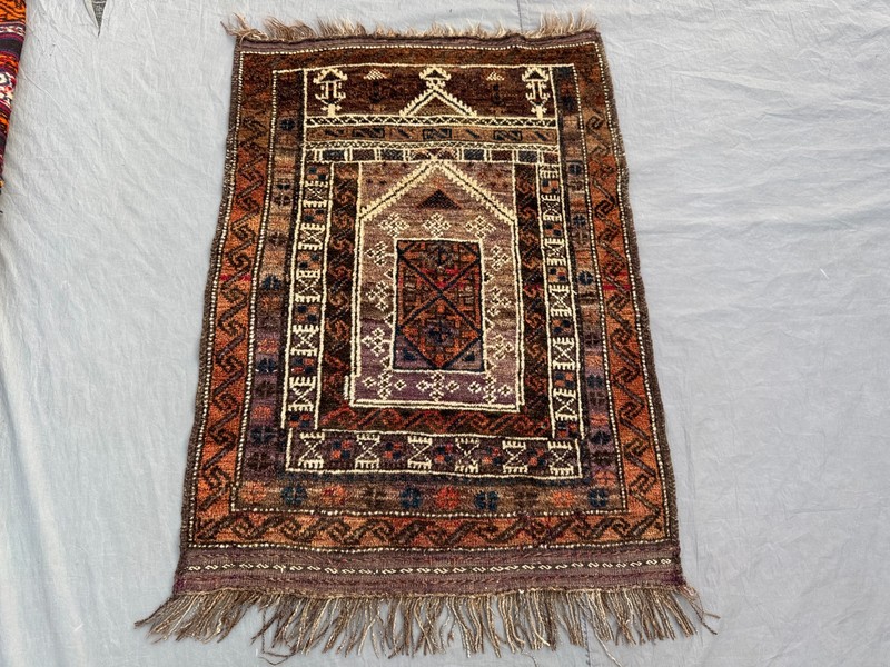 Antique Afghan Tribal Wool Rug Rare Caucasian Medallion Low Pile Small Area Rug gallery