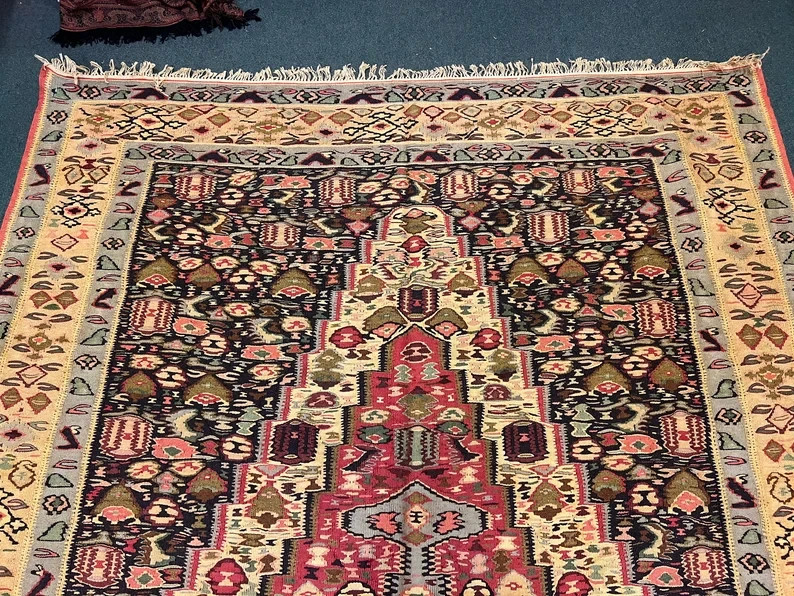 10 X 7 FT Stunning Vintage Super Fine Quality Senneh Knots Floral Kilim gallery