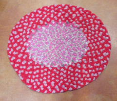 Vintage Handmade Braided Rug – New/Unused – 28″ X 25″ – Red/Pink