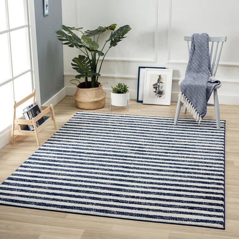 Moroccan Area Rugs Navy Striped Modern Living Room Carpet Quality Large Carpets gallery