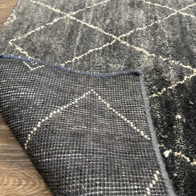 2”10 x 8 ft Antique Moroccan Hand Knotted Natural Blue Runner Wool Rug Cleaned gallery