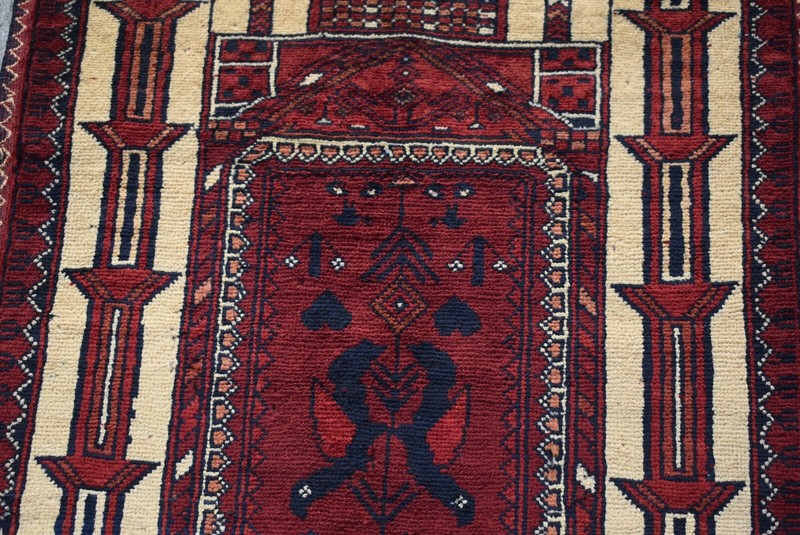 1'9 x 3'6 ft Hand knotted afghan tribal turkmen jai namaz rug, small persian rug gallery